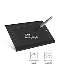 Huion H610PRO V2 Painting Drawing Pen Tableta gráfica con función Stylus Tilt sin batería y 8192 Sensibilidad a la presión y 8 teclas de acceso directo