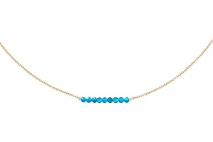 DeScount Dainty Birthstone Beaded Bar Necklace,18K Gold Plated Handmade Faceted Turquoise,Lapis,Amazonite,Tiger Eye,Emerald,Ruby,Blue Apatite,Opal Stone Necklaces for Women