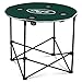 NFL Logo Brands New York Jets Collapsible Round Table with 4 Cup Holders and Carry Bag, Team Color