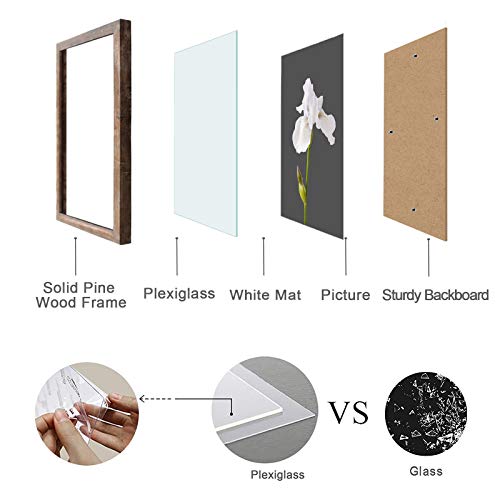 CKCY 5X7 Picture Frames, Rustic Poster Frames 5 x 7, Photo Frame with HD Plexiglass Front and Vintage Brown Frame, 5 by 7 Decorate Hunging Frame for Wall & Table, 4 Pack