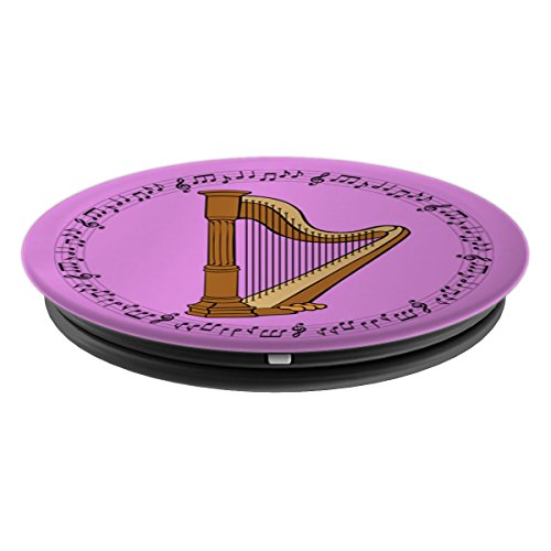 Harp Player Harpist Gift - Music Notes in Circle - Purple - PopSockets Grip and Stand for Phones and Tablets