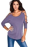 PinkWind Women's Summer Cut Out Cold Shoulder T Shirt Blouse Tops