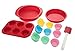 Aokinle Silicone Bakeware Set-16 Piece Baking Molds Non Stick Muffin Pan,Round Cake Pan,Cake Cups Molds,Spatula,Red