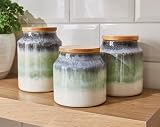 Cooksmart Ceramic Canister Set Tea Coffee Sugar Storage Jars Modern Kitchen view 4