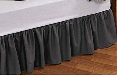 Amazon Com Rainbowlinen Stylish Grey Solid Egyptian Cotton Split Corner Gather Ruffle Bed Skirt 600 Thread Count California King 72 X 84 Size 20 Inch Drop Length Home Kitchen