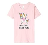 Kids Dabbing Unicorn Shirt Awesome Since 2010 8th Birthday TShirt 8 Pink