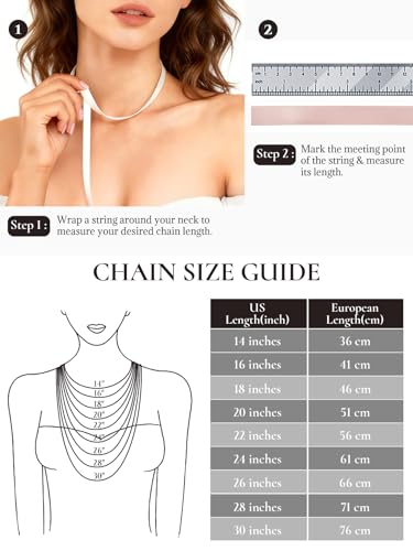 U7 Necklace Chain for Men Women Stainless Steel Acho 1.4 mm/2.5 mm, Chain Length 35-76 cm + 5 cm Unisex Jewellery Gift Box
