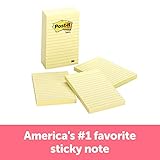 Post-it Notes, Canary Yellow, Unique Adhesive Designed for Paper, Call out Important Information, 4 in. x 6 in, 5 Pads/Pack, 100 Sheets/Pad (660-5PK)