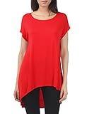 Thanth Womens Short Sleeve Loose Fit Various Hem DetailTunic Top