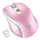 VicTsing MM057 2.4G Wireless Portable Mobile Mouse Optical Mice with USB Receiver, 5 Adjustable DPI Levels, 6 Buttons for Notebook, PC, Laptop, Computer, MacBook (Pink)