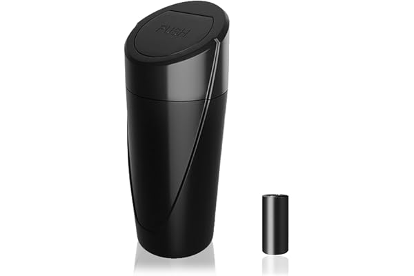 Car Trash Can Bin with Lid - Car Garbage Can Cup Holder - Black Mini Leakproof Vehicle Trash Garbage Can Bin with 20pcs Trash