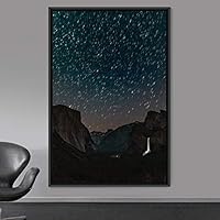 Framed Canvas Wall Art Night View Landscape Canvas Prints Home Artwork Decoration for Living Room,Bedroom - 16x24 inches