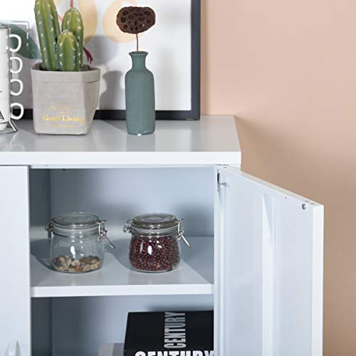 HouseinBox Double Door Locker Modern Style Metal Cabinet with 3 Shelves for Living Room, Bedroom and Office White - Thumbnail 7