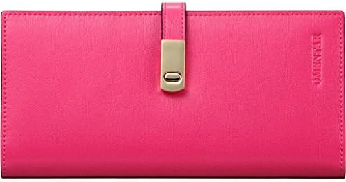 Tom Clover Women's Leather Wallet Zippered Clutch Card Credit Card Holder Long Clutch Wallet Coin Case Organizer