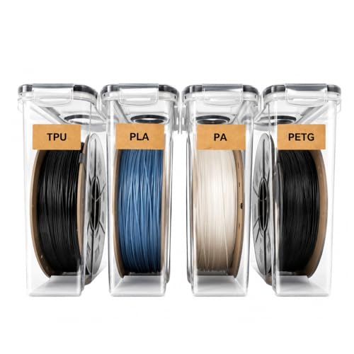 Filament Storage Box 4 Pack PLA Storage, Filament Vacuum PLA Airtight Boxes 3D Printer Storage Filament Dryer Box PLA Box 3D Filament Dryer for Sealing+8 Desiccants+Label+1 Marker Pen, 4.0L