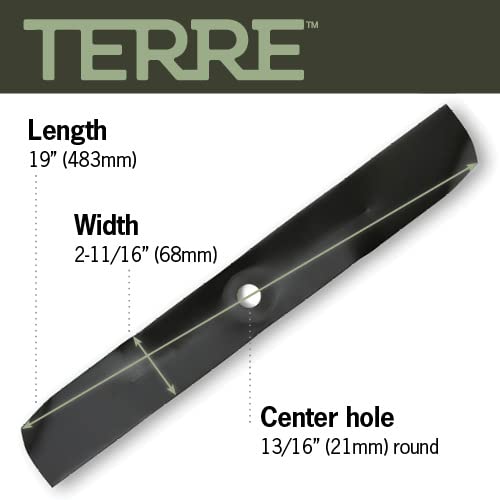 Terre Products, 3 Pack Medium Lift Lawn Mower Blades, 54 Inch Deck