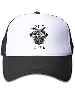 Pug Life Baseball Hat Adjustable Back Mesh Cap For Little Kid