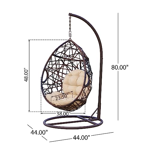 Christopher Knight Home CKH Wicker Tear Drop Hanging Chair, Brown