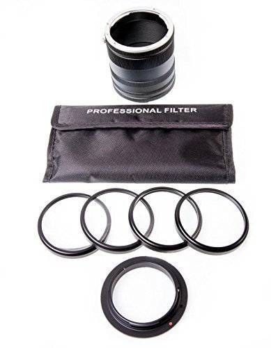 Optodio Macro Photography 8-in-1 52mm Kit - Reverse Ring, Close-Up Lenses and Metal Extension Tube for Canon Rebel DSLR