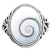 Vintage Style Sterling Silver Ring with Oval Eye of Shiva Shell Inlay