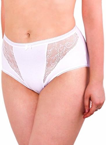 Women's Underwear Panties Pack Cotton Brief High Cut Lace Trim Plus Size Undies