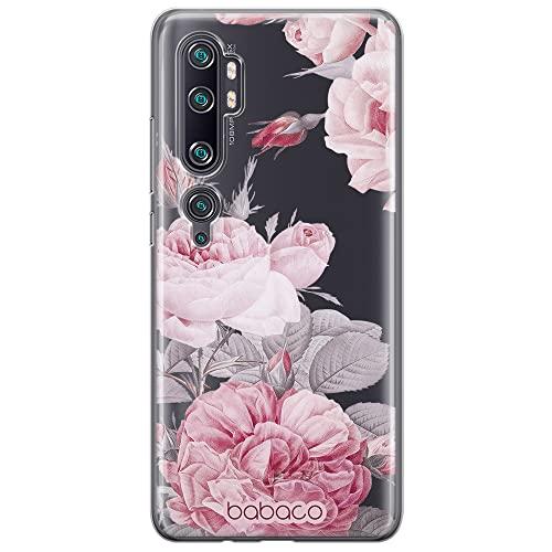 BABACO Funda para teléfono móvil de ERT Group para Xiaomi MI Note 10 / MI Note 10 Pro Original y con Licencia Oficial diseño Flowers 050, parcialmente Transparente