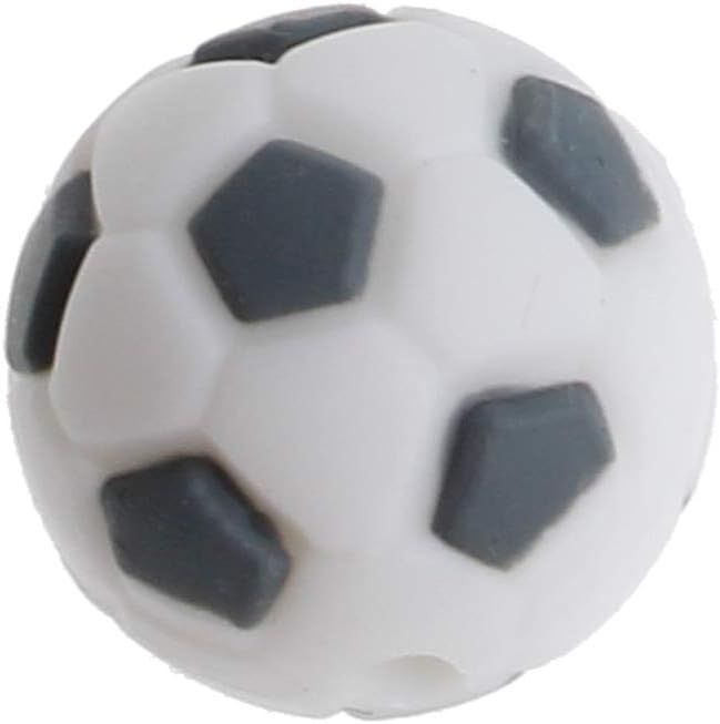 ER-NMBGH Silicone Beads 15mm Baby Teether Football Food Grade Silicone Soccer Round Bead BPA Free Bracelet Making Teether