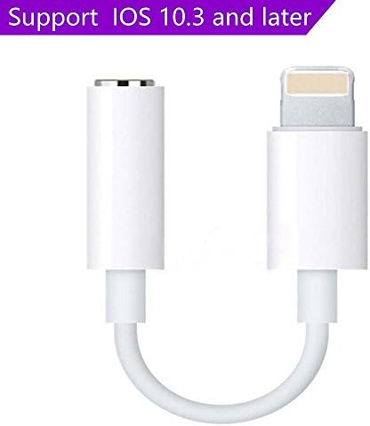 iPhone 7 / 7 plus / 8 / X Lightning to 3.5 mm Headphone Jack Adapter, (Support iOS 10.3, iOS 11) Aprtwin Lightning Connector to 3.5mm AUX Female Audio for iPhone 7, 7 plus, 8, 8 plus, X (White)