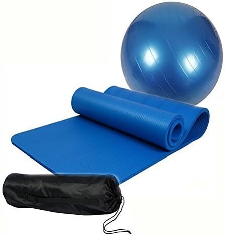 Extra Thick Non-slip Yoga Mat(10mm) + 1 Yoga Fitness Ball(65cm/75cm)+ 1 Pump Air +1 Carry Bag