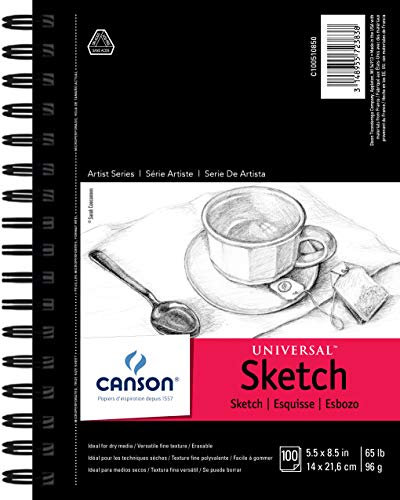 Canson Artist Series Universal Sketch Pad, 5.5” x 8.5”, Side Wire Bound, 100 Sheets (100510850)
