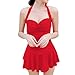 LAPAYA Women's One Piece Swimsuit Ruched Halter Push Up Slim Tankini Swim Dress