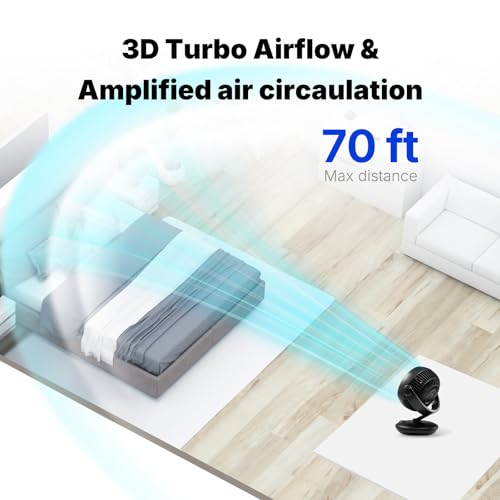 Fan for Bedroom with Remote,Ultra Quiet Desk Fans,with 3 Modes,8 Speeds,9-Hour Timer,10 inch,High-Velocity Cooling,Auto Oscillation Table Fans,Touch Control,for Home,Dorm&Office