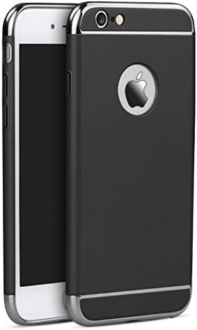 iPhone 6/6s Case, Emey Ultra-thin 3 in 1 Anti-Scratch Fingerprint Shockproof Resist Cracking Electroplate Metal Texture PC Hard Back Case Cover for Apple iPhone 6/6s 4.7 Inch (Black+Space Gray)