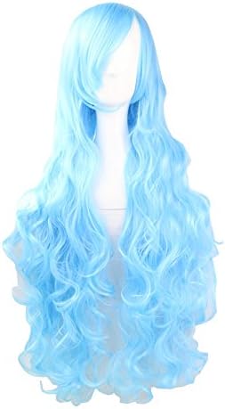 Girls Colorful Anime Cosplay Wig Women Fashion Loose Wave Long Curly Hair 80cm Harajuku Hair (Pearlecent Aqua)