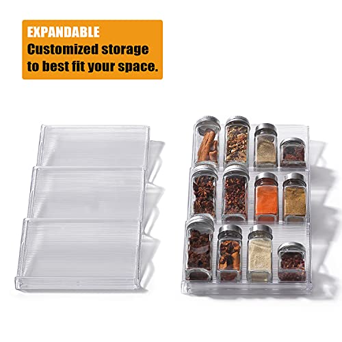 IVYHOME Expandable Drawer Spice Rack Organizer, 3 Slanted Tiers