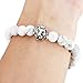 Silver Lion Head White Howlite Stone Bead Stretch Bracelet