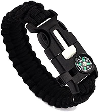 Ultimate Paracord, Paracord Bracelet Kit Outdoor Survival Bracelet Camping Hiking Gear with Compass, Fire Starter, Whistle And Emergency Knife (Black)