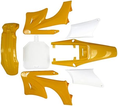 JCMOTO Plastic Fairing Kit | Complete Apollo Orion 110cc 125cc 150cc Pit Dirt Bike Fender Body parts (4Yellow+3White)