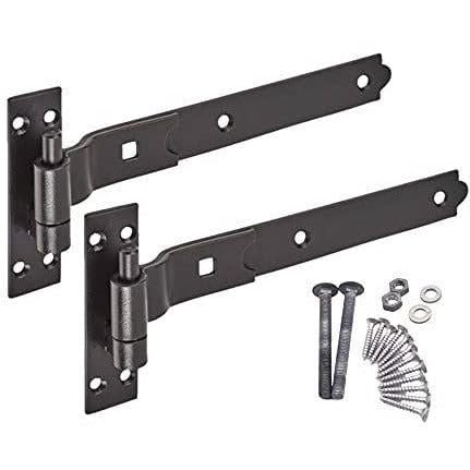 EAI Cranked Gate Hinges | 350mm / 14 Inch Heavy Duty Hook and Band Gate Hinges | Black - 1 Pair