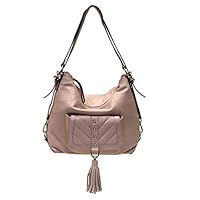 Sharif 1827 Genuine Tumbled Leather Convertible Back Pack/Hobo/Crossbody Bag (Blush)