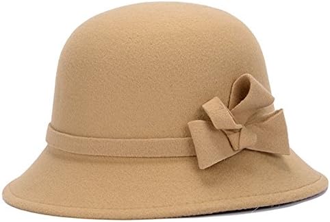 Sainfee Vintage Style Imitation Wool Cloche Bucket Winter Felt Bowler Hat (Tan 056)