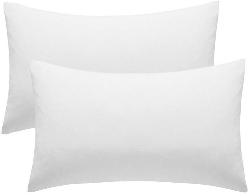 2 Pack Poly-Cotton Pillowcases |Envelope Closure| Ultra Soft Premium Quality Housewife Plain Pillow Case Cover For Bedroom Pillowcases Pair - 50 X75cm (White)
