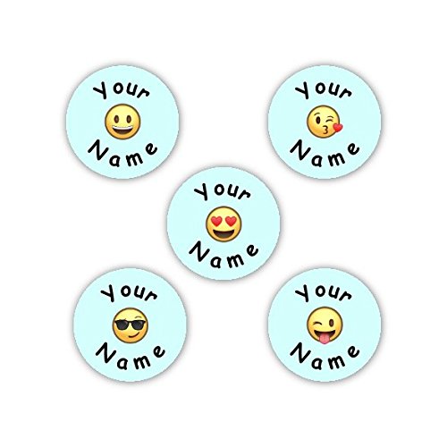 Personalized Waterproof No-Sew Laundry Safe Stick-on Label Dots for Clothing (Emoji Theme)