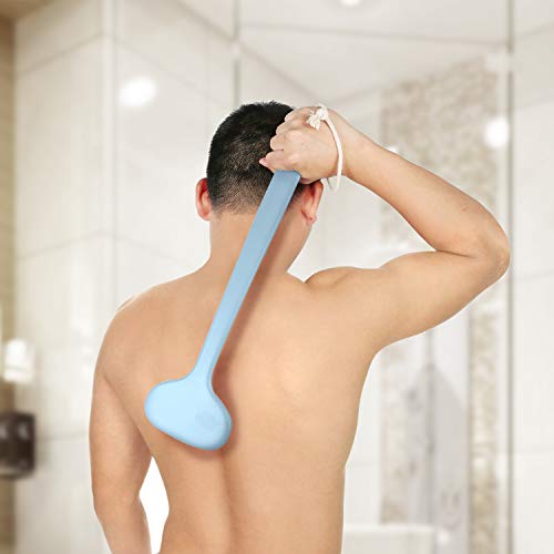 Body Bath Brush with Soft Bristles,18" Long Handle Wet Brushing Back Scrubber for Shower,Gentle Promote Healthy Glowing Skin and Beauty(Blue)
