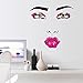 Amaonm Sexy Lips Lady Face Wall Decals Hot Fashion Woman Face Pink Red Lips Wall Stickers Beautiful Eyes Home Decor art Decals for Living Room Decor Sofa TV Background DIY Art Decals