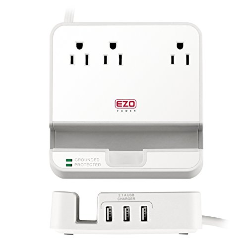 UL-LISTED-Charger-Station-EZOPower-Desktop-Charging-Power-Strip-Surge-Protector-with-3-AC-Outlets-3-USB-Port-63A-and-Built-in-Phone-Tablet-Holder-Stand-Slot-for-iPhone-iPad-Tablet-White