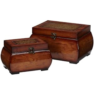 Nearly Natural 527 Decorative Lacquered Wood Chests, Set of 2