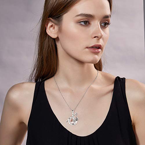 LUHE Sloth Necklace Sterling Silver “Slow Down Be Happy” Slider Sloths Stuffed Animal Pendant Jewelry Charm Gifts for Women Christmas present