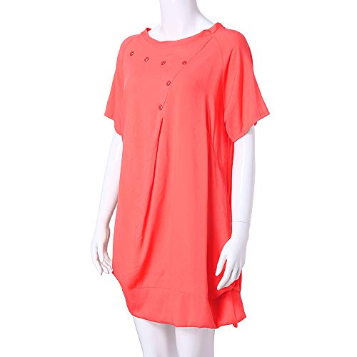 Women's Short Sleeve Round Neck KIKOY Summer Beach Casual Flared Midi Dress - Thumbnail 2