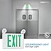 TORCHSTAR Green LED Exit Sign with Emergency Lights, UL 924, Emergency Exit Light with Battery Backup, Adjustable Heads, Fire Exit Sign with Lights, Double Face, AC 120/277V, Damp Location, Pack of 2